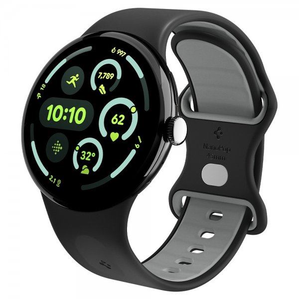 Spigen Google Pixel Watch 3/4 45mm Armbånd Nano Pop Black Sesame