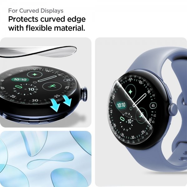 Spigen Google Pixel Watch 3/4 45mm Skjermbeskytter EliteShield EZ Fit 2-pakning