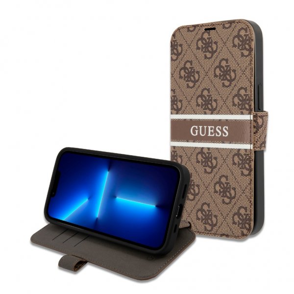 Guess iPhone 13 Etui Printed Stripe Brun