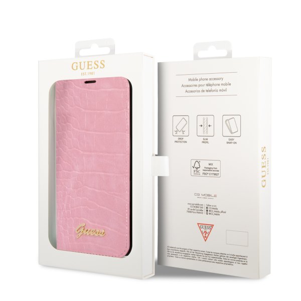 Guess iPhone 14 Etui Croco Rosa