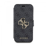Guess iPhone 15 Etui 4G Logo Grå