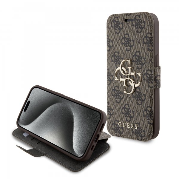 Guess iPhone 15 Pro Max Etui 4G Logo Brun