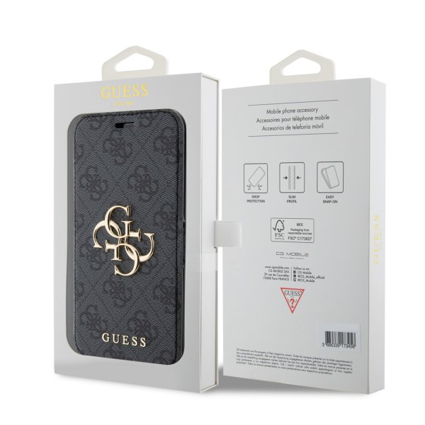 Guess iPhone 15 Pro Max Etui 4G Logo Grå