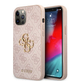 Guess iPhone 12 Pro Max Deksel Metal Logo Rosa