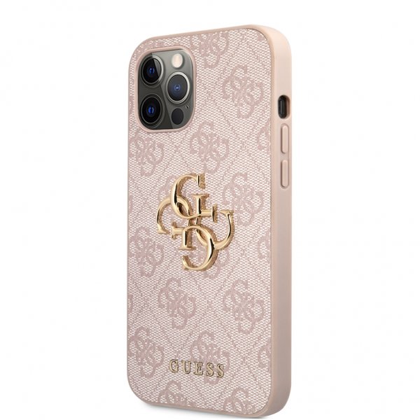 Guess iPhone 12/iPhone 12 Pro Deksel Metal Logo Rosa
