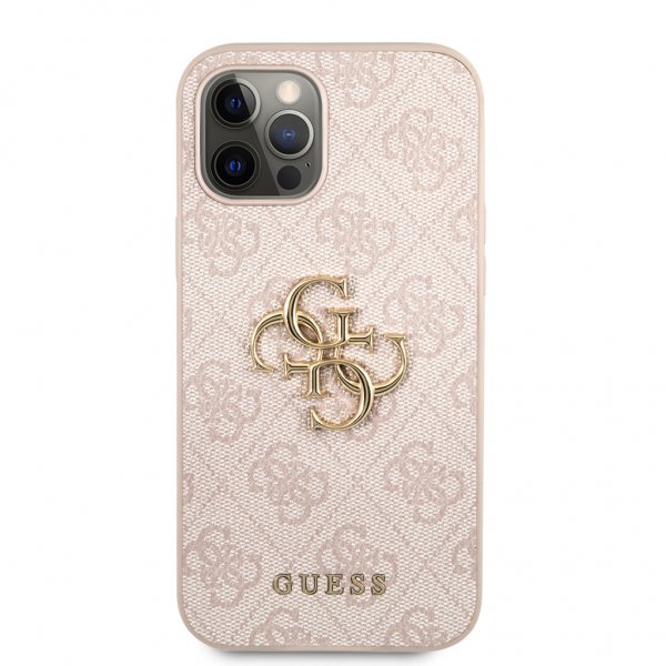 Guess iPhone 12 Pro Max Deksel Metal Logo Rosa