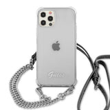 Guess iPhone 12 Pro Max Deksel Chain & Script Sølv Klar