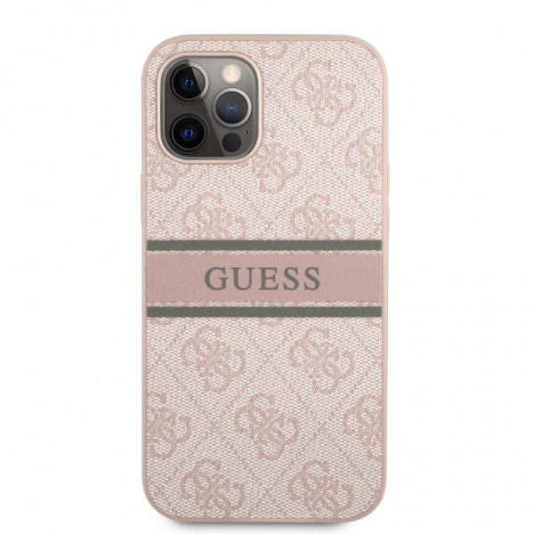 Guess iPhone 12/iPhone 12 Pro Deksel Printed Stripe Rosa