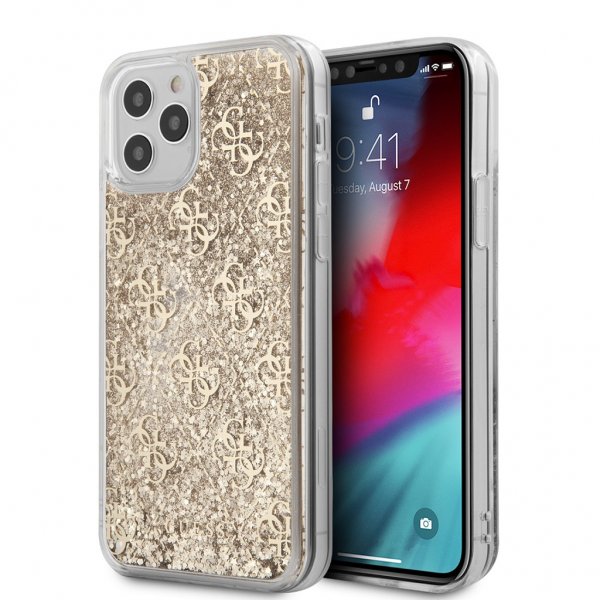 Guess iPhone 12/iPhone 12 Pro Deksel Liquid Glitter Gull