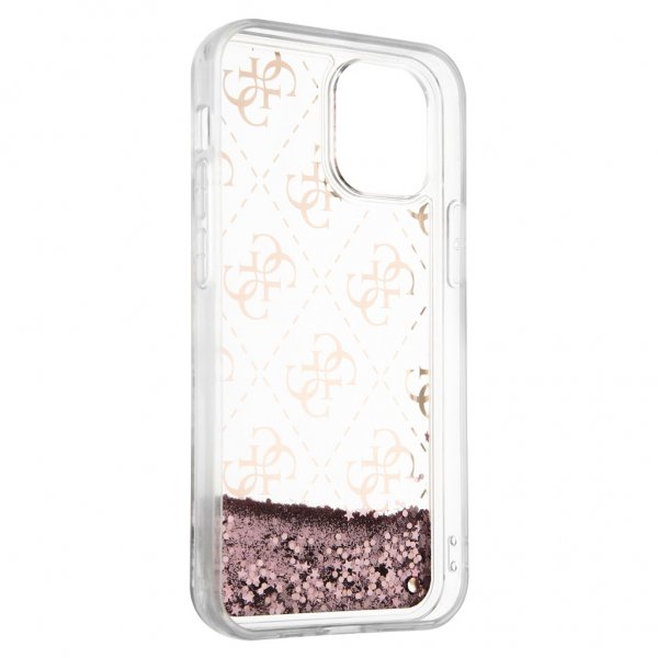 Guess iPhone 12 Mini Deksel Liquid Glitter Rosa