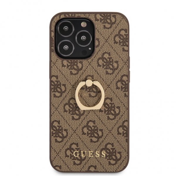 Guess iPhone 13 Pro Deksel Ring Stand Brun