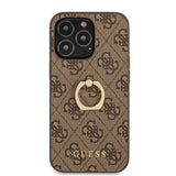 Guess iPhone 13 Pro Deksel Ring Stand Brun