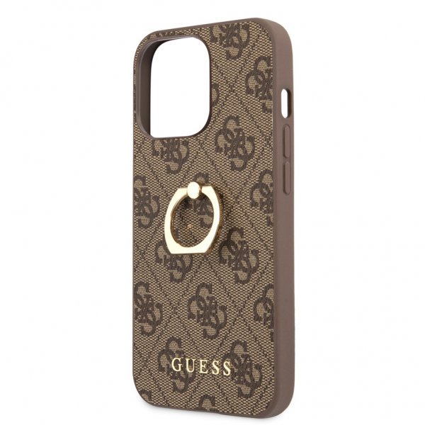 Guess iPhone 13 Pro Deksel Ring Stand Brun