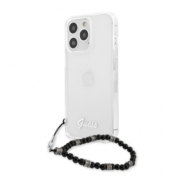 Guess iPhone 13 Pro Deksel Pearl Handle Script Logo Svart