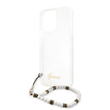 Guess iPhone 13 Pro Deksel Pearl Handle Script Logo Hvit