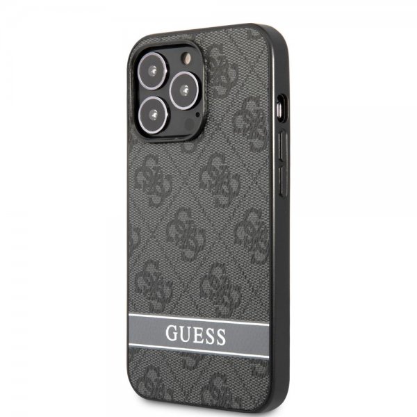 Guess iPhone 13 Pro Deksel Printed Stripe Bottom Grå