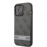 Guess iPhone 13 Pro Deksel Printed Stripe Bottom Grå