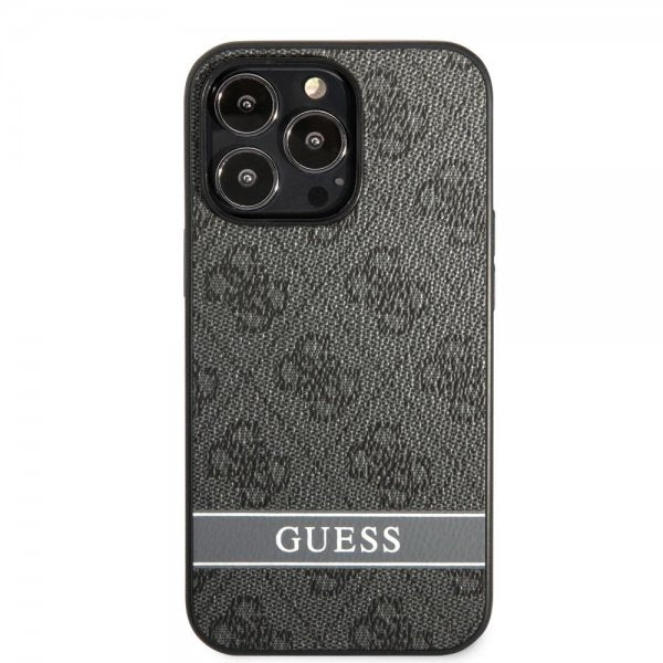 Guess iPhone 13 Pro Deksel Printed Stripe Bottom Grå