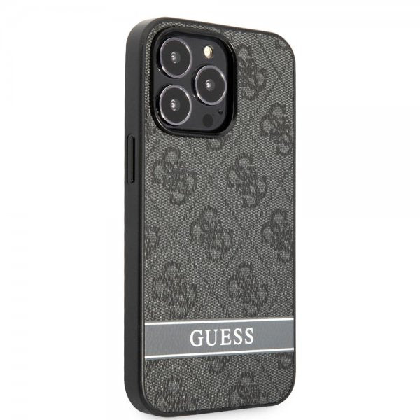 Guess iPhone 13 Pro Deksel Printed Stripe Bottom Grå