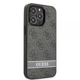 Guess iPhone 13 Pro Deksel Printed Stripe Bottom Grå