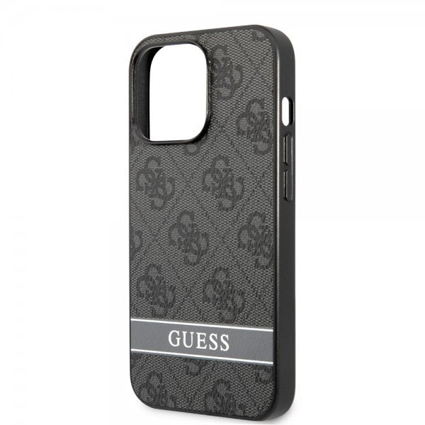 Guess iPhone 13 Pro Deksel Printed Stripe Bottom Grå