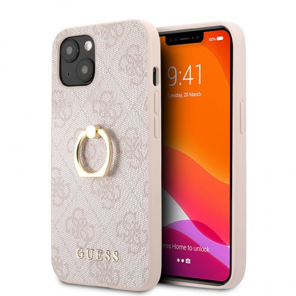 Guess iPhone 13 Deksel Ring Stand Rosa