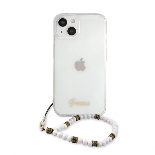 Guess iPhone 13 Mini Deksel Pearl Handle Script Logo Hvit