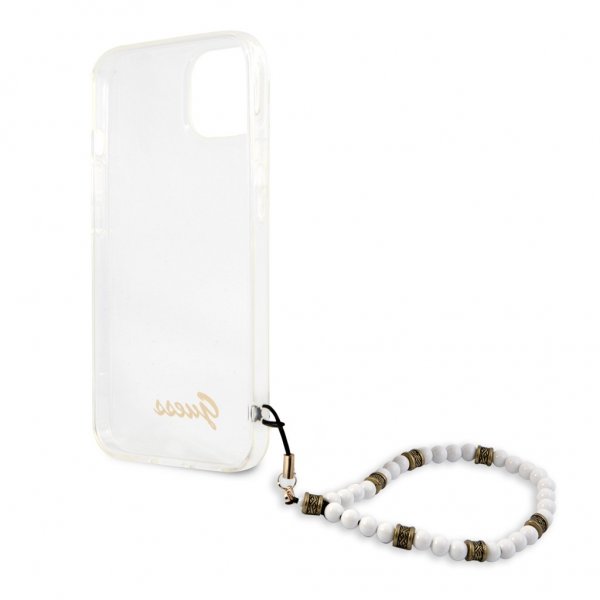 Guess iPhone 13 Mini Deksel Pearl Handle Script Logo Hvit
