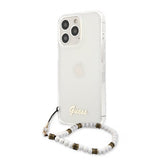 Guess iPhone 13 Pro Max Deksel Pearl Handle Script Logo Hvit