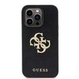 Guess iPhone 15 Pro Deksel Perforated Glitter Svart