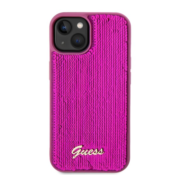 Guess iPhone 15 Deksel Sequin Fuschia