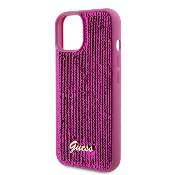 Guess iPhone 15 Deksel Sequin Fuschia