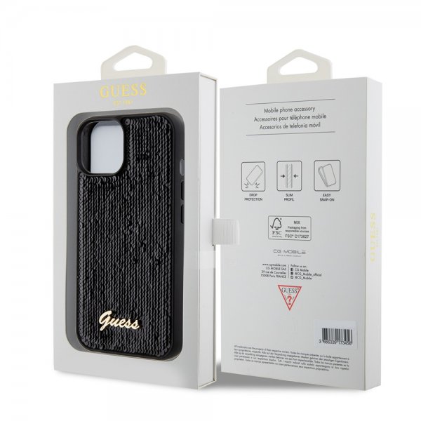 Guess iPhone 15 Deksel Sequin Svart