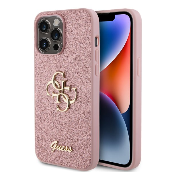 Guess iPhone 15 Pro Max Deksel Fixed Glitter Rosa