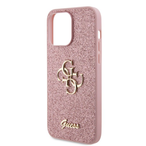 Guess iPhone 15 Pro Max Deksel Fixed Glitter Rosa