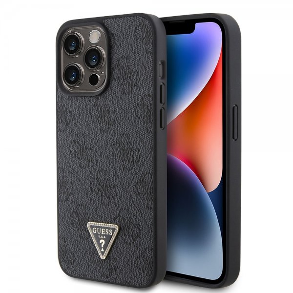 Guess iPhone 15 Pro Max Deksel 4G Metal Triangle Strass Svart