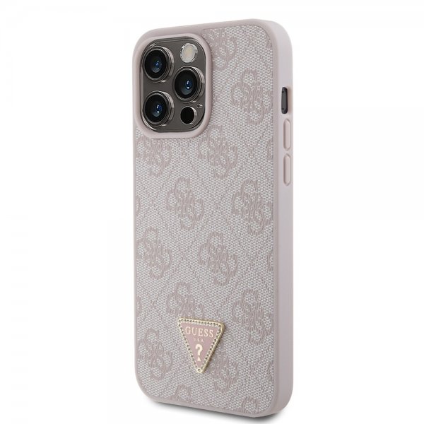 Guess iPhone 15 Pro Max Deksel 4G Metal Triangle Strass Rosa