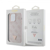 Guess iPhone 15 Pro Max Deksel 4G Metal Triangle Strass Rosa
