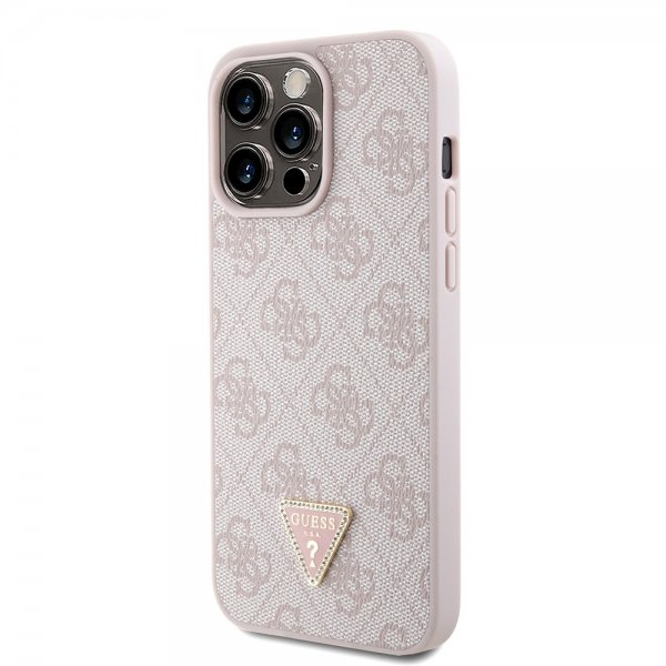 Guess iPhone 15 Pro Max Deksel Metal Logo Strass Crossbody Strap Rosa