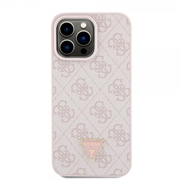 Guess iPhone 15 Pro Max Deksel Metal Logo Strass Crossbody Strap Rosa