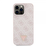 Guess iPhone 15 Pro Max Deksel Metal Logo Strass Crossbody Strap Rosa