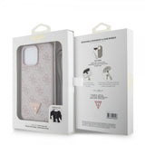 Guess iPhone 15 Pro Max Deksel Metal Logo Strass Crossbody Strap Rosa