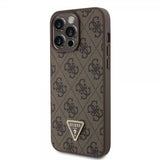 Guess iPhone 15 Pro Max Deksel Metal Logo Strass Crossbody Strap Brun