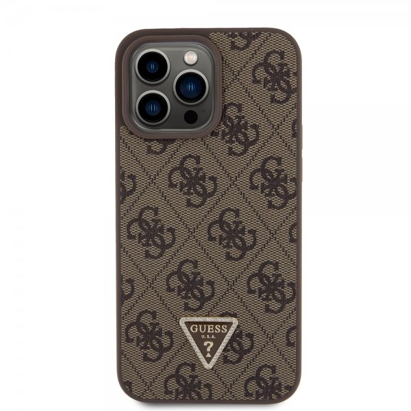Guess iPhone 15 Pro Max Deksel Metal Logo Strass Crossbody Strap Brun