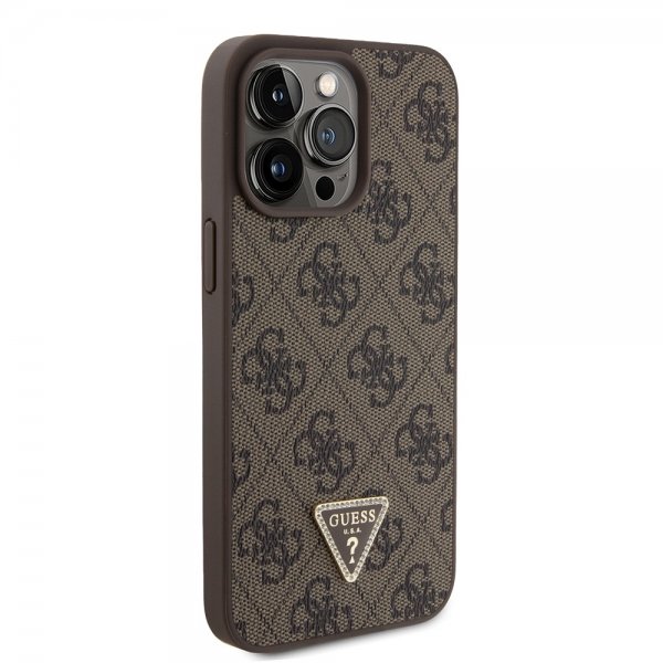 Guess iPhone 15 Pro Max Deksel Metal Logo Strass Crossbody Strap Brun