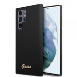 Guess Samsung Galaxy S22 Ultra Deksel Script Metal Logo Svart