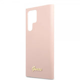 Guess Samsung Galaxy S22 Ultra Deksel Script Metal Logo Pale Pink