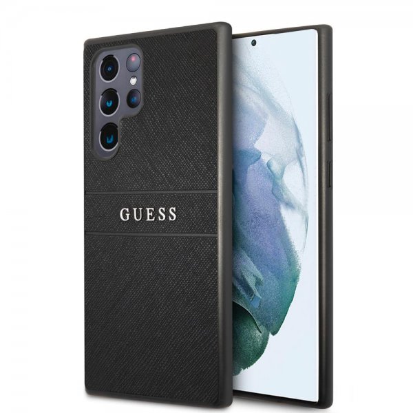 Guess Samsung Galaxy S22 Ultra Deksel Saffiano Metal Logo Svart