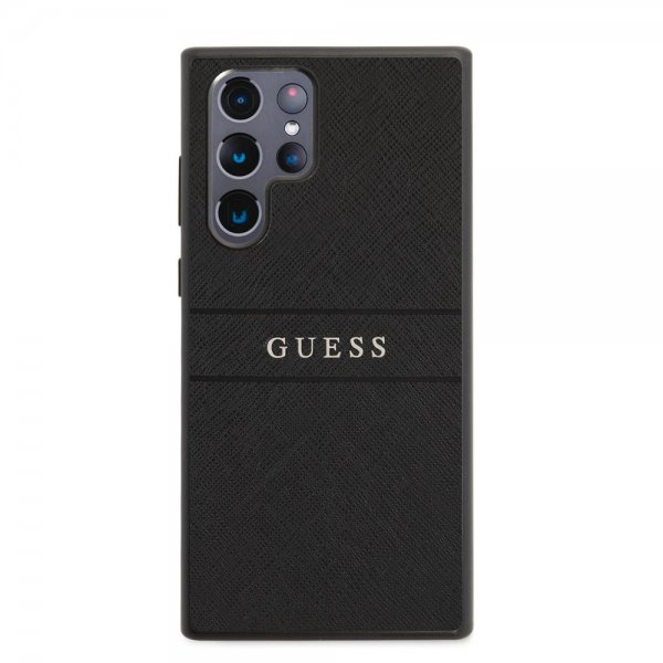 Guess Samsung Galaxy S22 Ultra Deksel Saffiano Metal Logo Svart