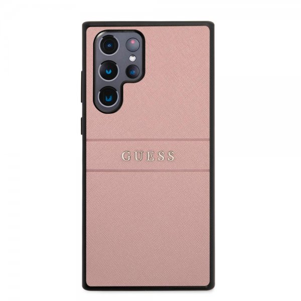 Guess Samsung Galaxy S22 Ultra Deksel Saffiano Metal Logo Rosa